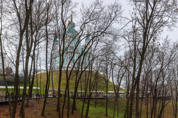 Volodymyrska Hill Saint Volodymyr Hill Large Park Located Steep Right — Stock Photo, Image