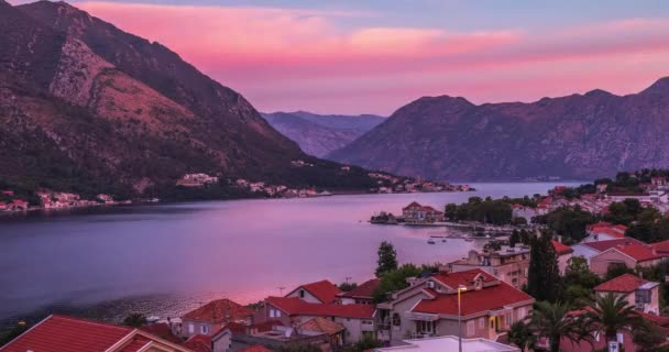Widok Zatokę Kotor Góry Upływ Czasu — Wideo stockowe
