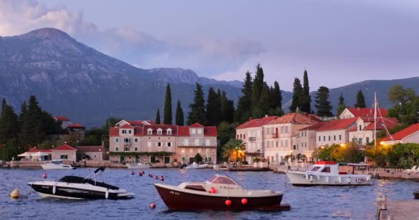 Rose Oldest Port Boka Bay Entire Montenegrin Coast Sunset — Stock video