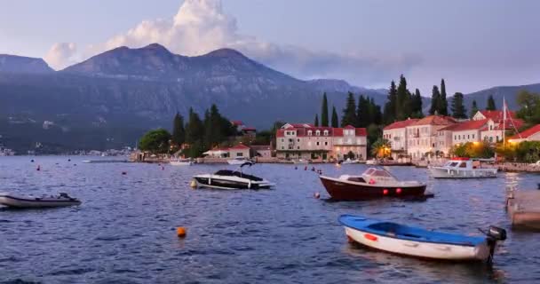Rose Oldest Port Boka Bay Entire Montenegrin Coast Sunset — Stock video