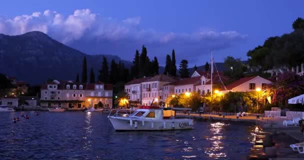 Rose Oldest Port Boka Bay Entire Montenegrin Coast Sunset — стоковое видео