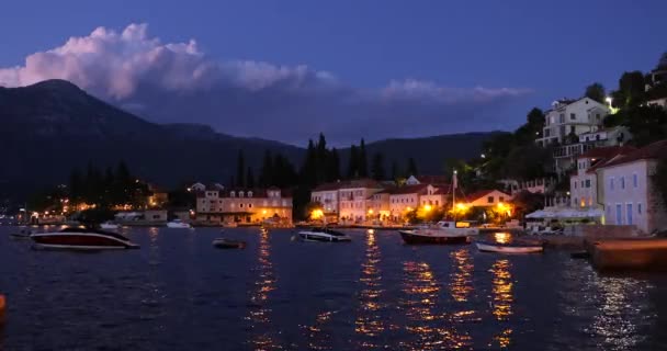 Rose Oldest Port Boka Bay Entire Montenegrin Coast Sunset — стоковое видео