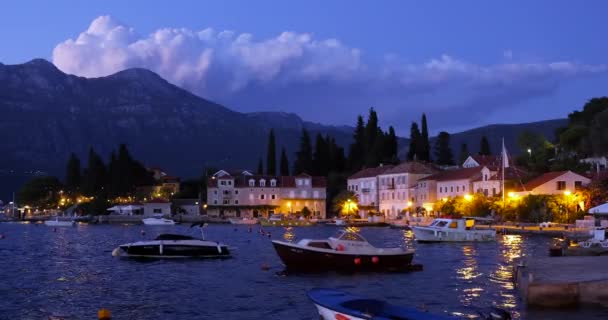 Rose Oldest Port Boka Bay Entire Montenegrin Coast Sunset — Vídeo de Stock