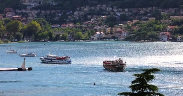 View Boats Bay Kotor — стоковое видео