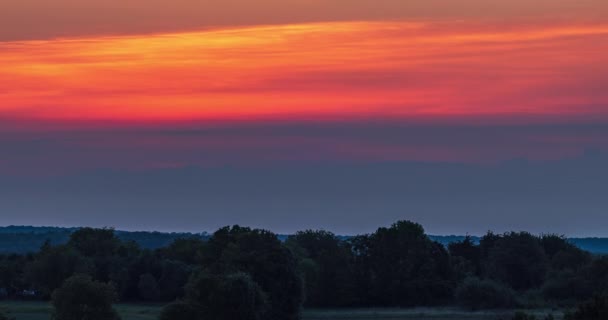 Sun Rises Horizon Background Colorful Clouds Sky Time Lapse — Stock Video