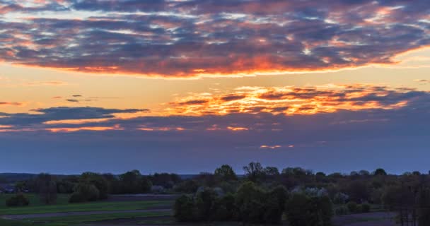 Sun Rises Horizon Background Colorful Clouds Sky Time Lapse — Stock Video
