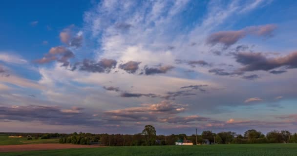 Beautiful Clouds Fields Sunset Time Lapse — Vídeos de Stock