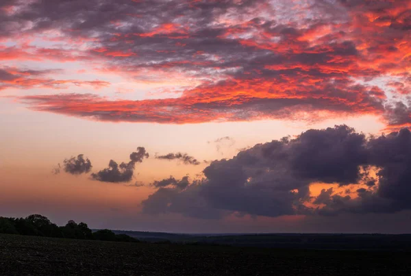 Beautiful Sunset Green Fields Countryside Ukraine — Foto de Stock