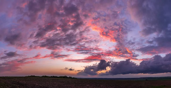 Beautiful Sunset Green Fields Countryside Ukraine — Foto de Stock