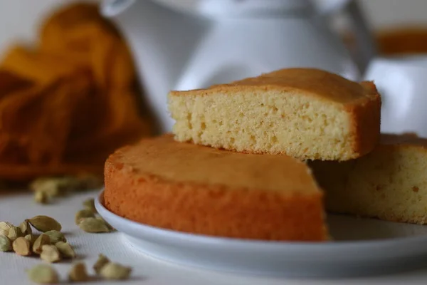Een Stuk Ghee Cake Een Versie Van Thee Cake Met — Stockfoto