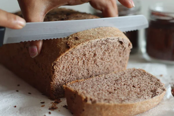 Ragi Bread Finger Millet Bread Loaf Home Baked Bread Finger — Stock Photo, Image