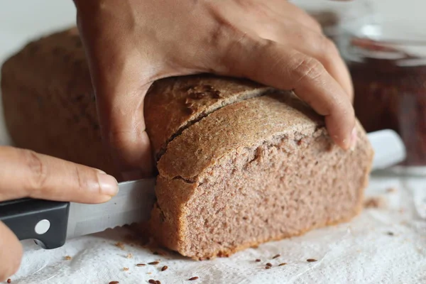 Ragi Bread Finger Millet Bread Loaf Home Baked Bread Finger — Stock Photo, Image