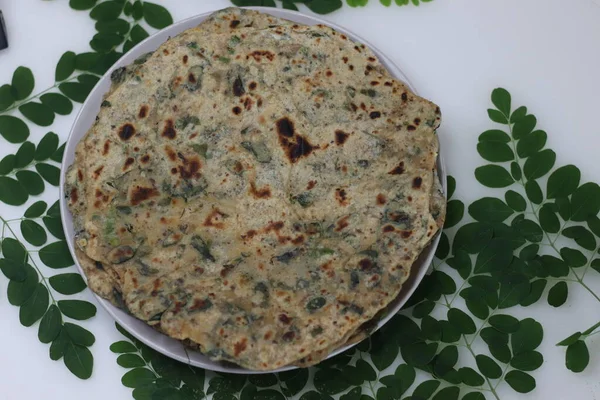 Moringa Paratha Drumstick Leaves Paratha Indian Flatbread Dough Made Whole —  Fotos de Stock