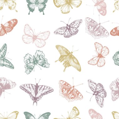 Geçmişe dönük kelebek desenli kusursuz desen tasarımı
