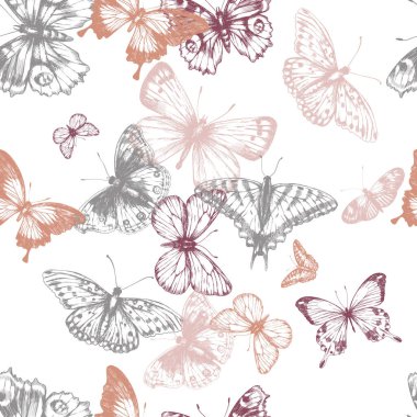 Geçmişe dönük kelebek desenli kusursuz desen tasarımı