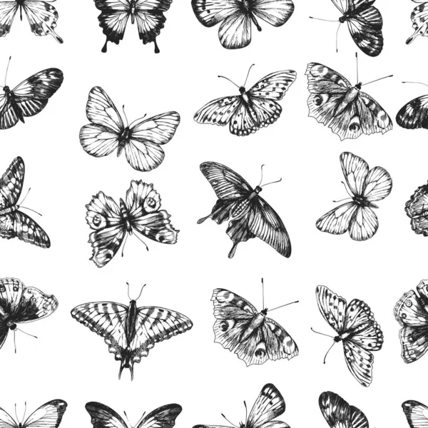 Seamless Pattern Design Butterfly Retro Style — Stock Vector