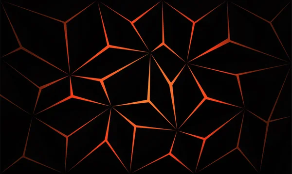 Astratto Nero Metallizzato Poligono Arancione Luce Futuristica Tecnologia Design Sfondo — Vettoriale Stock