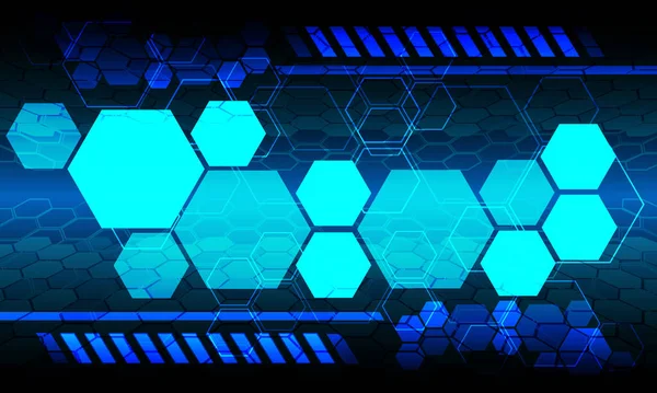 Blue Technology Hexagon Monitor Display Data Futuristic Design Background Vector — Stock Vector
