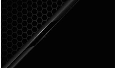 Boş uzay teknolojisi tasarımı modern fütüristik arkaplan vektörü ile soyut siyah metalik altıgen örgüsü