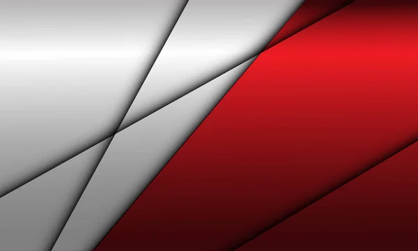 Abstrato Vermelho Metálico Prata Sombra Geométrica Cruz Slash Design Moderno — Vetor de Stock