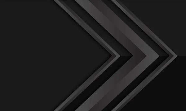 Abstrait Gris Direction Flèche Métallique Sur Noir Avec Espace Vide — Image vectorielle
