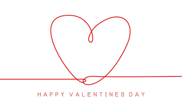 Feliz Día San Valentín Rojo Corazón Línea Mano Dibujar Diseño — Vector de stock