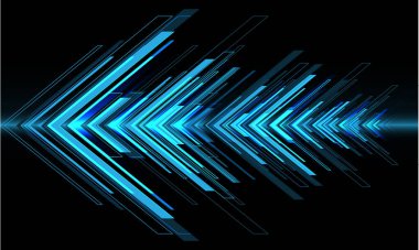 Siyah tasarım üzerine soyut mavi ışık oku siber teknolojisi modern fütüristik arka plan vektörü 