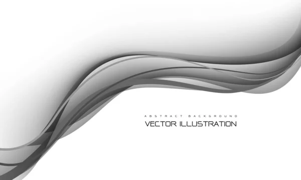 Abstracto Negro Gris Onda Curva Superposición Dinámica Blanco Diseño Moderno — Vector de stock
