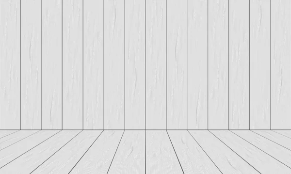 Realistic White Wood Room Space Background Texture Vector Illustration — Stock Vector