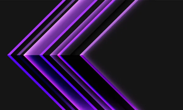 灰色设计现代未来主义背景矢量的紫色霓虹灯箭头几何方向 — 图库矢量图片