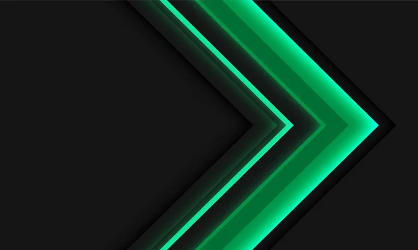 Abstrakt Grön Neon Pil Riktning Geometrisk Grå Design Modern Futuristisk — Stock vektor