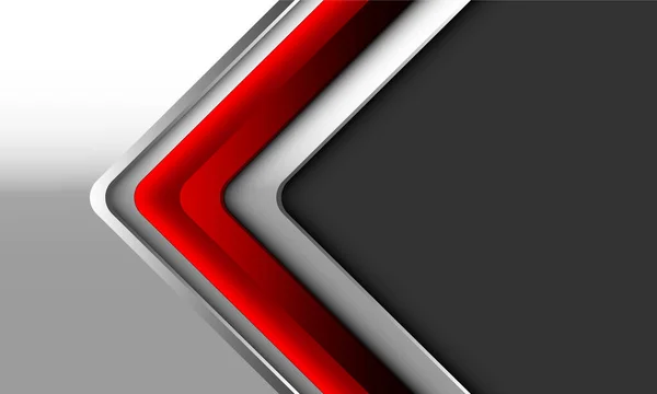 灰色空白空间设计中的红色银箭头几何方向现代面向未来的背景矢量 — 图库矢量图片