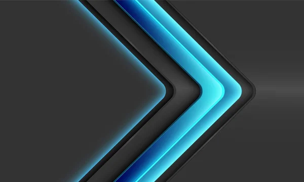 Abstrait Bleu Néon Direction Flèche Lumineuse Géométrique Sur Gris Métallique — Image vectorielle