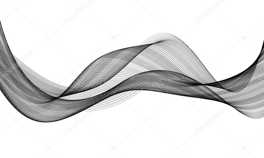 Abstract black lines curve wave on white background vector
