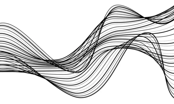 Streszczenie Czarne Linie Krzywa Fali Ruch Białym Wektorze Tła — Wektor stockowy