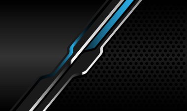 Soyut mavi metalik siber / daire örgüsü ile boş uzay tasarımı modern teknoloji fütüristik arkaplan vektörü