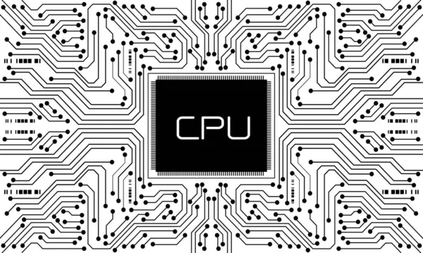 Technologie Circuit Noir Blanc Microprocesseur Cyber Design Futuriste Motif Créatif — Image vectorielle