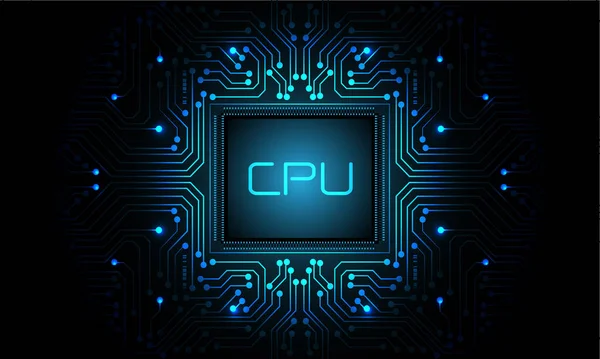 Tecnología Azul Luz Circuito Energía Microprocesador Cibernético Negro Futurista Patrón — Vector de stock