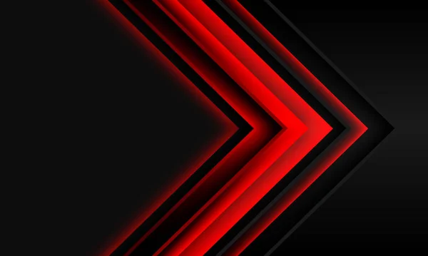 Abstrait Rouge Flèche Direction Ombre Sur Noir Métallique Avec Espace — Image vectorielle