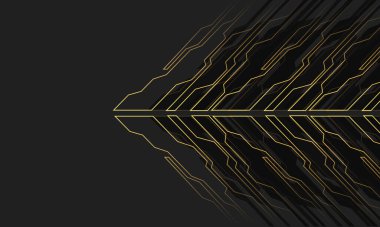 Soyut altın çizgisi siber ok fütüristik teknolojisi ile boş alan tasarımı modern yaratıcı arkaplan vektörü
