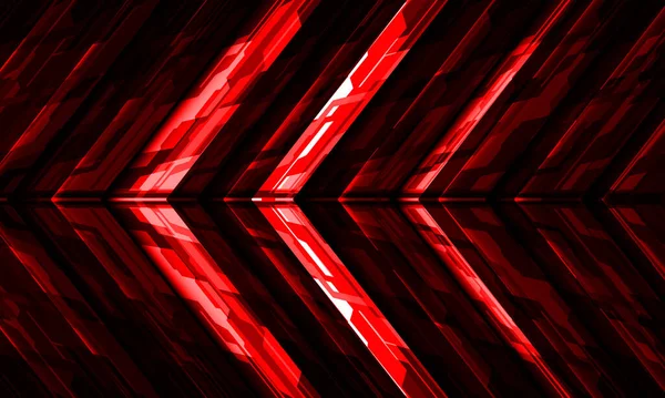 Abstrakt Röd Cyber Pil Geometrisk Teknik Futuristiska Mönster Riktning Design — Stock vektor