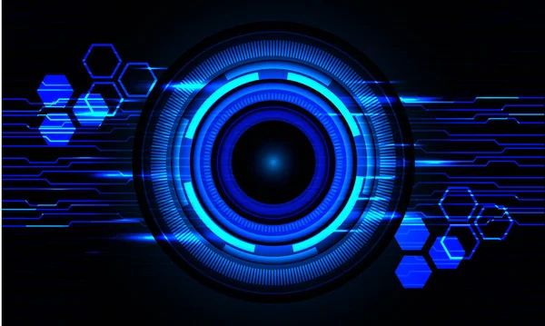 黑色背景矢量中的未来蓝光环路功率几何技术 — 图库矢量图片