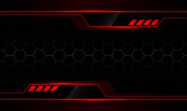 Soyut metalik kırmızı siyah siber karanlık gri altıgen ağ tasarımı modern fütüristik arka plan vektörü