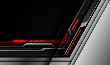 Soyut kırmızı siyah metal gölge siber çizgi siber fütüristik teknoloji tasarımı modern vektör