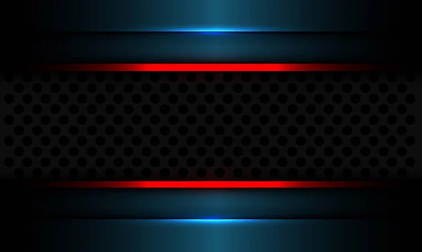 Абстрактний Сірий Круг Сітки Банер Червоно Синій Металевий Дизайн Сучасний — стоковий вектор
