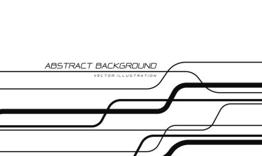 Beyaz üzerine soyut siyah devre siber çizgi geometrik ve boş uzay tasarımı modern yaratıcı fütüristik teknoloji vektörü