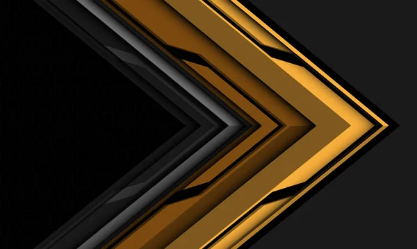 Abstrakt Gelb Schwarz Metallischer Pfeil Richtung Geometrisch Mit Grauem Sechskant — Stockvektor