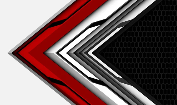 Abstrato Vermelho Branco Preto Metálico Direção Seta Geométrica Com Design — Vetor de Stock