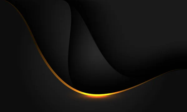 Abstract Goud Zwarte Schaduw Curve Overlappen Grijs Metallic Ontwerp Moderne — Stockvector