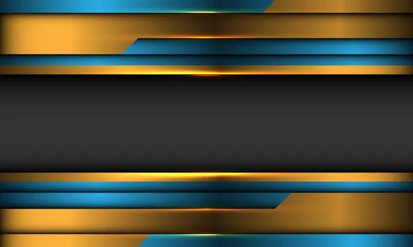 Abstrato Ouro Azul Metálico Cibernético Geométrico Com Bandeira Cinza Espaço —  Vetores de Stock